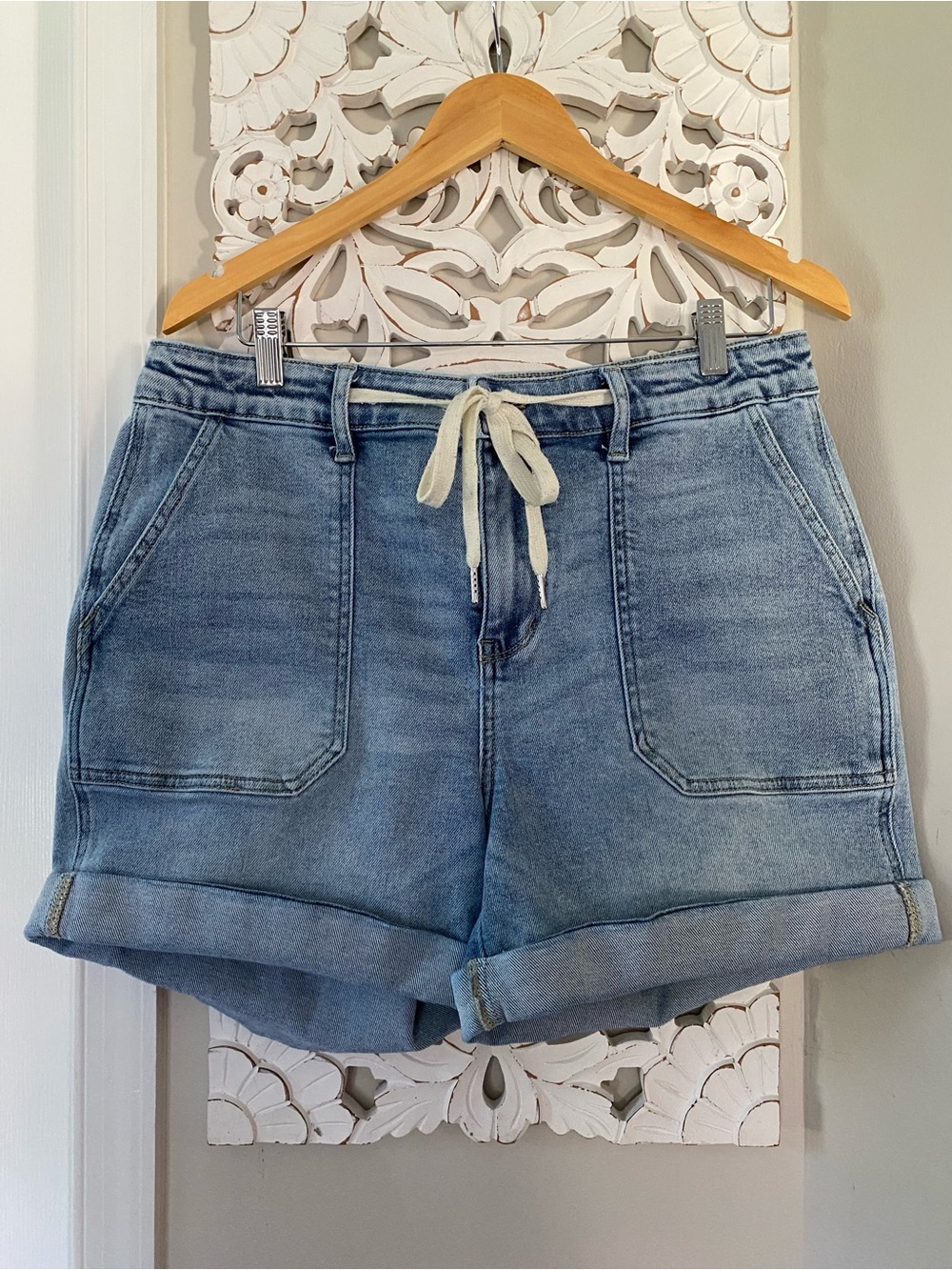 Judy Blue Vintage Wash Jogger Denim Jean Shorts Sz XL Preppy Beach Resort